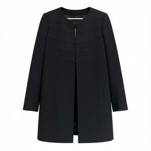 Elegant Black Collarless Women's Blazer Coat